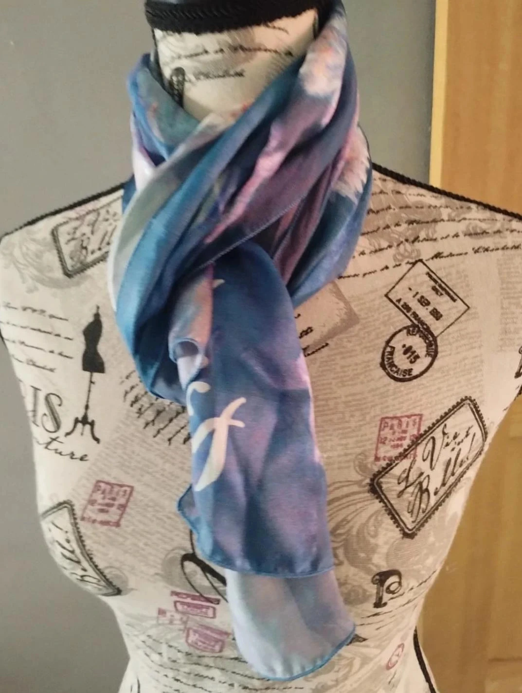 Foulard motif nénuphar Monet,100%soie